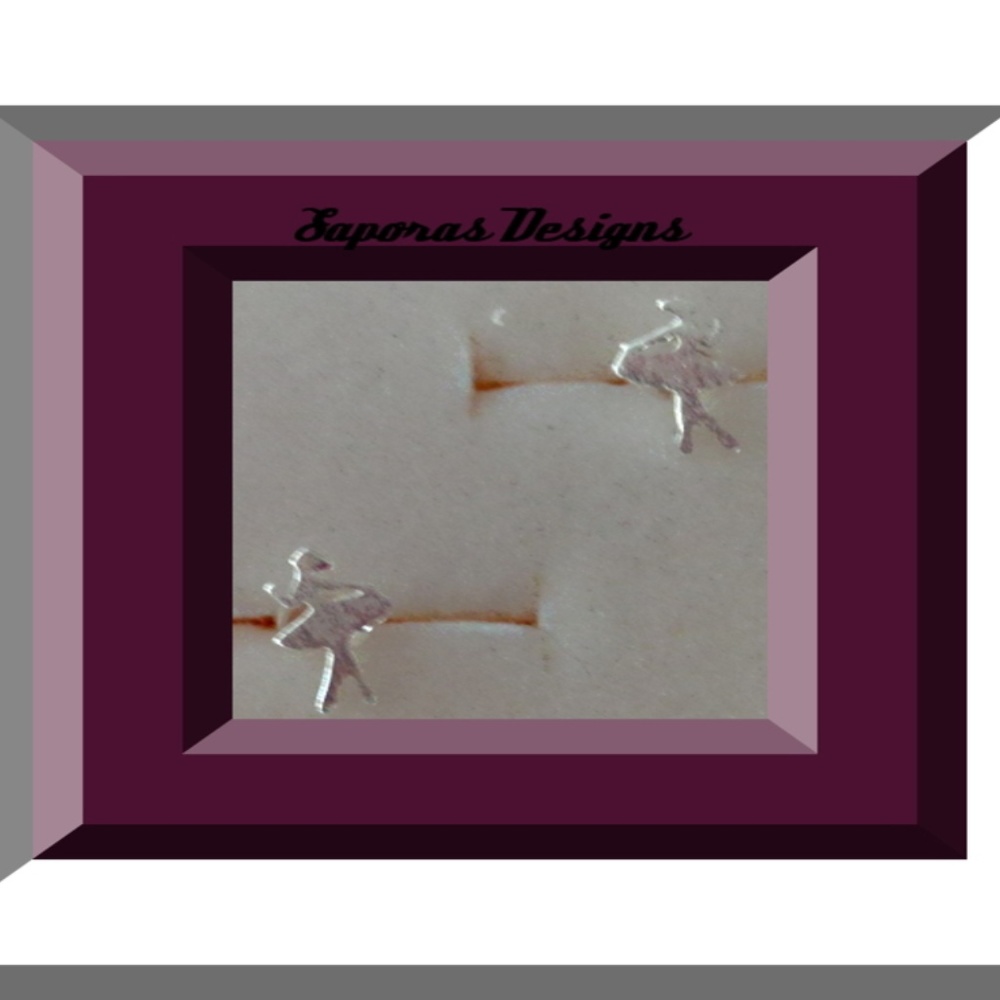 Silver Plated Ballerina Design Stud Earrings